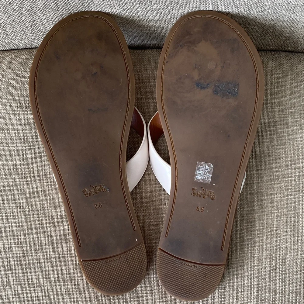 Coach Women's White and Brown Sandals - Picture 8 of 12